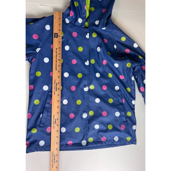 Foxfire for Kids Navy Blue Polka Dots Children’s Raincoat Size 10 - Picture 8 of 9